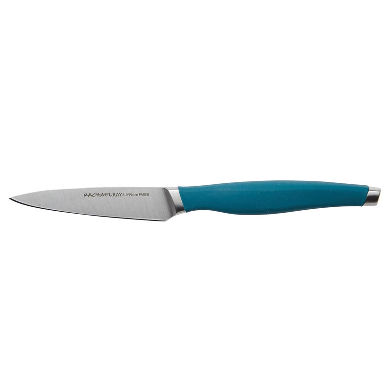 Rachael Ray Cutlery Japanese Stainless Steel Knives Set with Sheaths, 8-Inch Chef Knife, 5-Inch Santoku Knife, and 3.5-Inch Paring Knife, Teal - Image 5